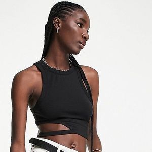 & Other Stories cut out detail cropped tank top in black